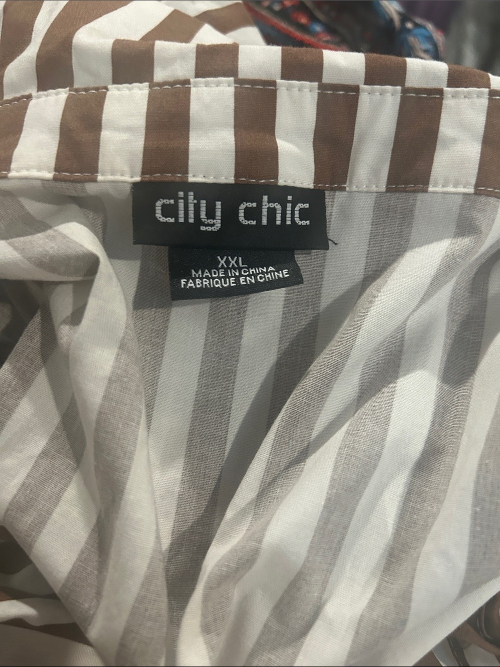 City Chic Brown & White Striped Belted Shirt Dress - Picture 2 of 3